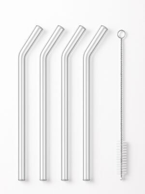 TK Borosilicate Glass Straw Set – Reusable Drinking Straws (4 Pack)