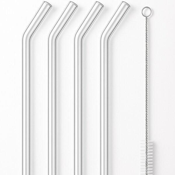 TK Borosilicate Glass Straw Set – Reusable Drinking Straws (4 Pack)