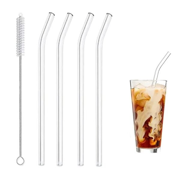 TK Borosilicate Glass Straw Set – Reusable Drinking Straws (4 Pack)