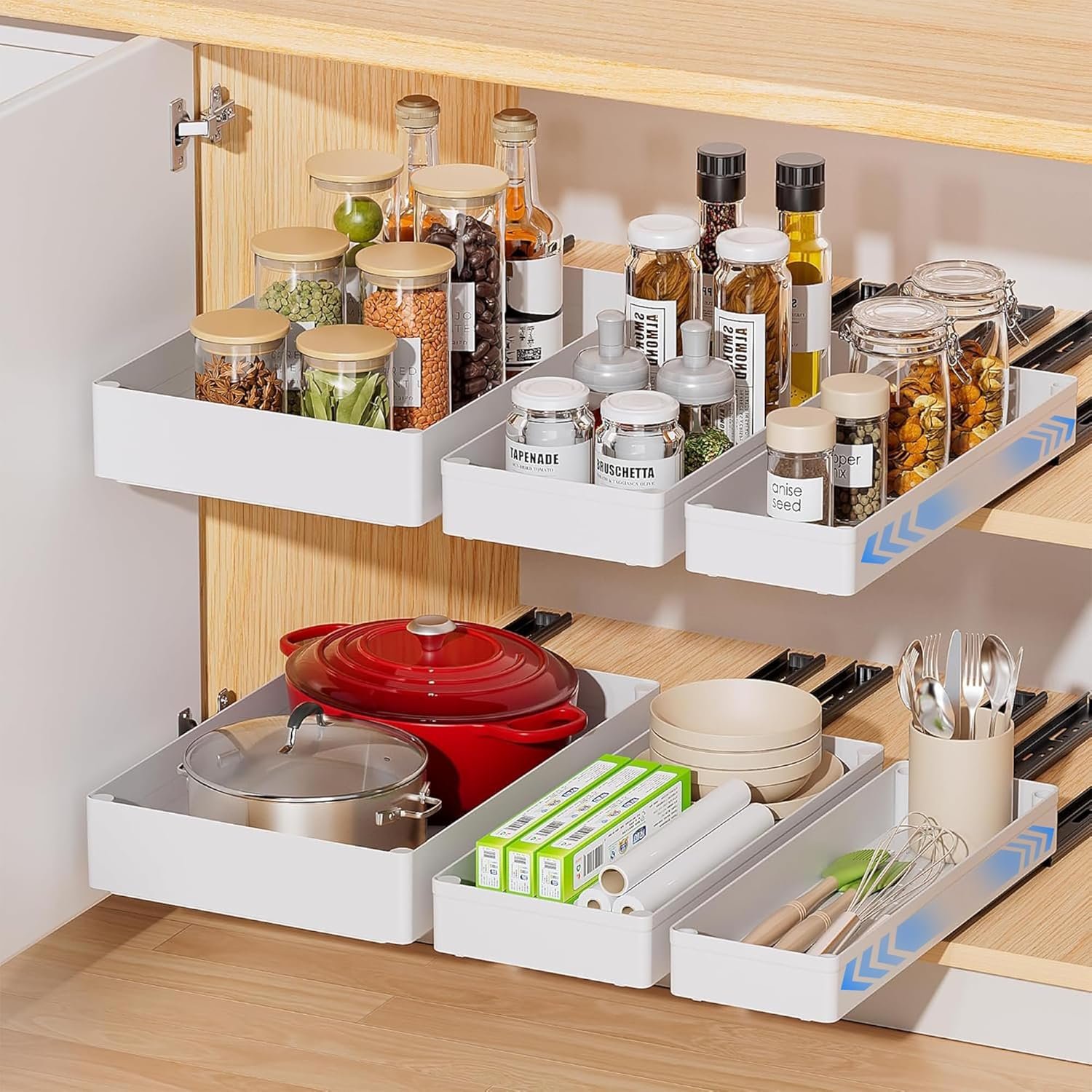 TK 3-Piece Retractable Kitchen Organizer – Drawer Storage