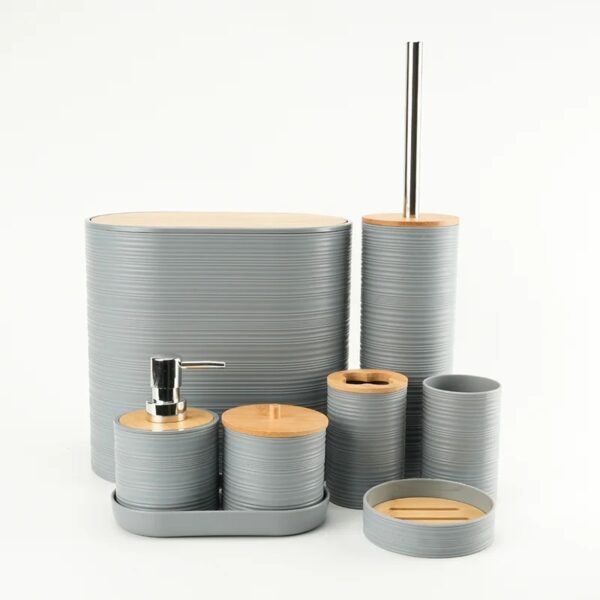 TK 6-Piece Bathroom Accessory Set with Bamboo Accents – Stylish & Functional