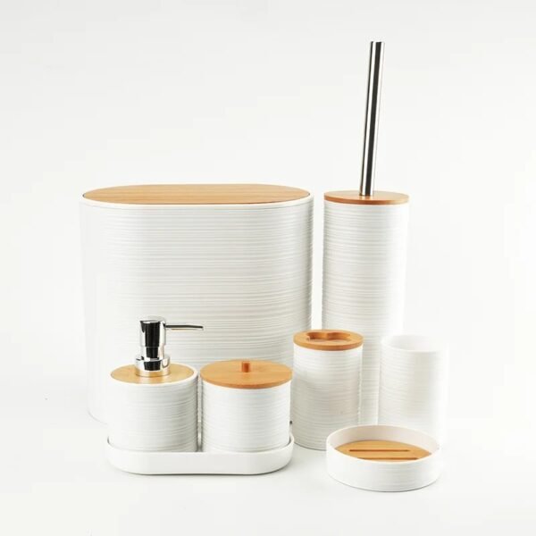 TK 6-Piece Bathroom Accessory Set with Bamboo Accents – Stylish & Functional