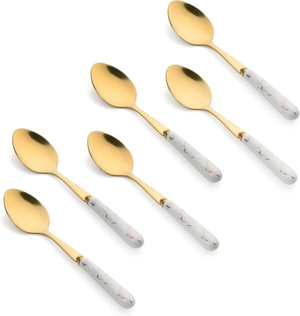 TK Gold Marble Pattern Stainless Steel Tableware – Elegant 6-Piece Cutlery Set