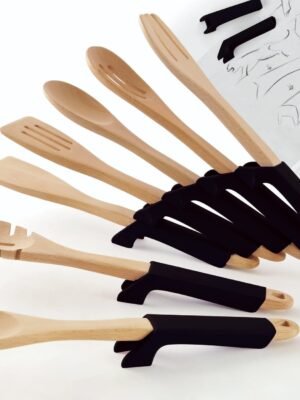 TK Wooden Kitchen Utensil Set with Silicone Rest