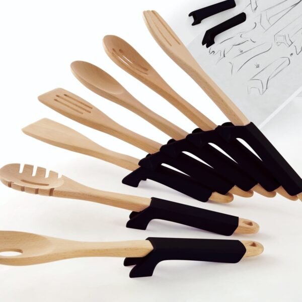 TK Wooden Kitchen Utensil Set with Silicone Rest