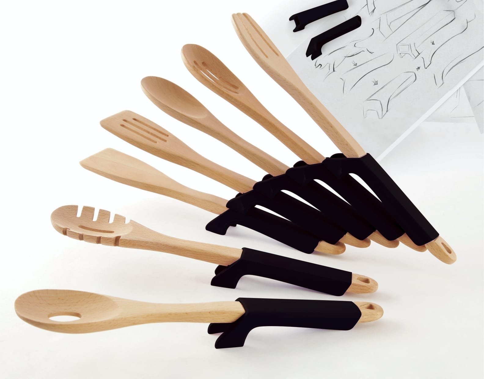 TK Wooden Kitchen Utensil Set with Silicone Rest
