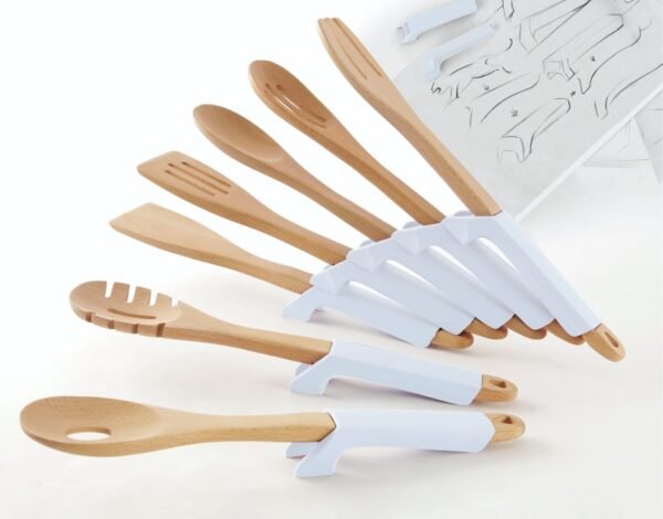 TK Wooden Kitchen Utensil Set with Silicone Rest