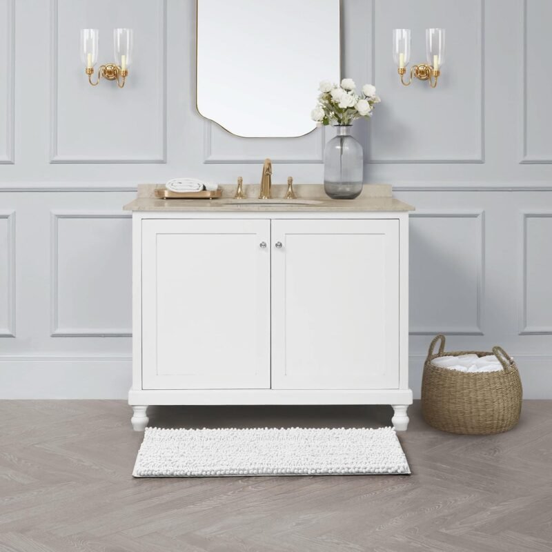 TK Soft Chenille Bathroom Mat – Absorbent Non-Slip Rug