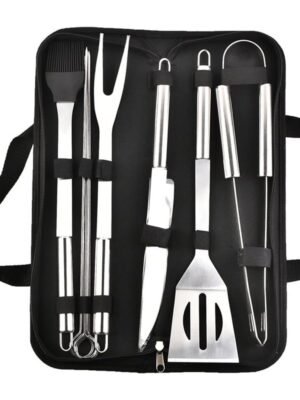 TK 9-Piece Stainless Steel BBQ / Braai Tool Set with Carry Bag