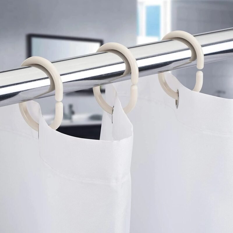 TK 12-Piece Plastic Shower Rings – Durable Curtain Hooks