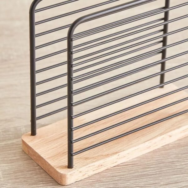 TK Modern Minimalistic Napkin Holder – Wooden Base & Wire Frame