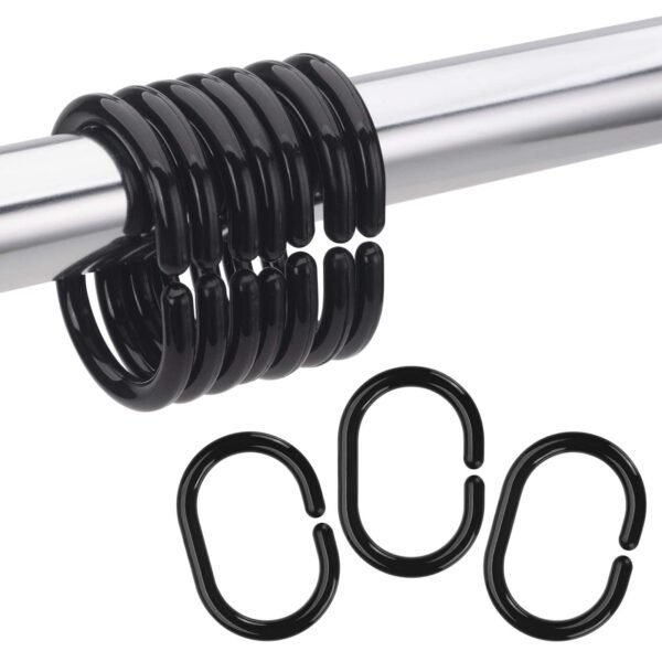 TK 12-Piece Plastic Shower Rings – Durable Curtain Hooks