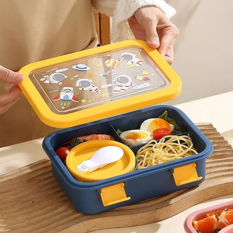 Bento Lunch Box with Small Bowl & Spork