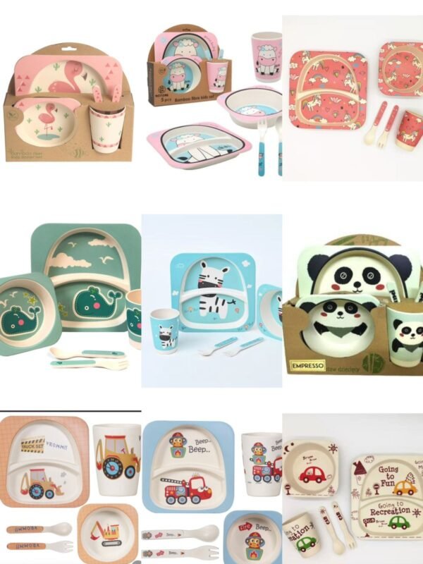 Bamboo Fiber Kids Dinner Set – Eco-Friendly & Durable