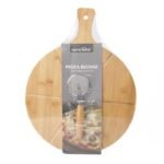 TK Bamboo Pizza Board with Cutter – Kitchen Serving Set