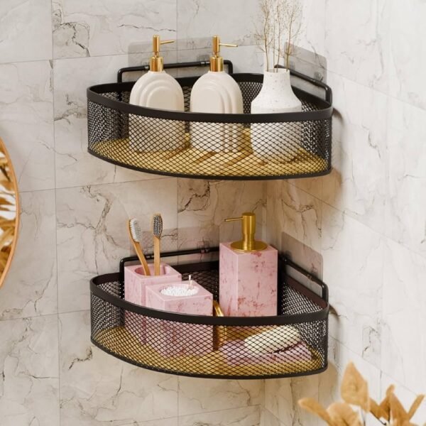 TK Wall-Mounted Mesh Shower Caddy – Adhesive Bathroom Organizer