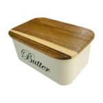 TK Butter Dish with Wooden Lid – Metal Butter Storage Container