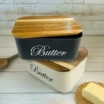TK Butter Dish with Wooden Lid – Metal Butter Storage Container
