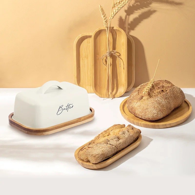 TK Metal Butter Dish with Bamboo Base