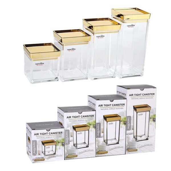 TK Acrylic Airtight Canister with Gold Lid – Stylish Kitchen Storage Container