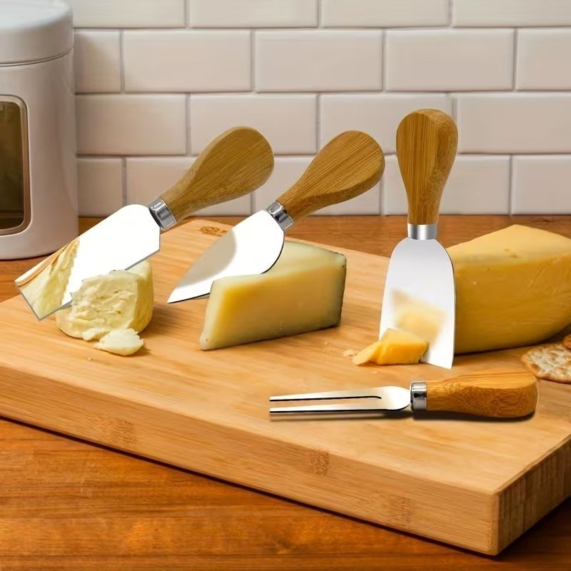 TK 4-Piece Cheese Knife Set with Bamboo Handles