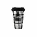 TK Patterned Ceramic Coffee Mug – 400 ml Cup with Silicone Lid