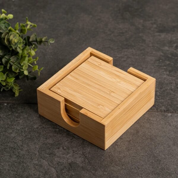 TK Bamboo Coaster Set of 7 – Natural Wooden Drink Protectors