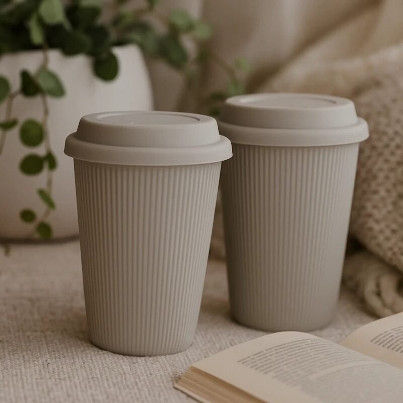 TK Ribbed Ceramic Coffee Mug
