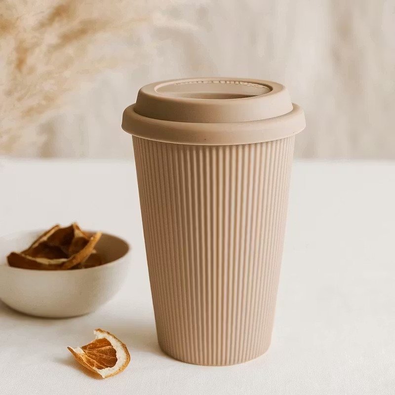 TK Ribbed Ceramic Coffee Mug