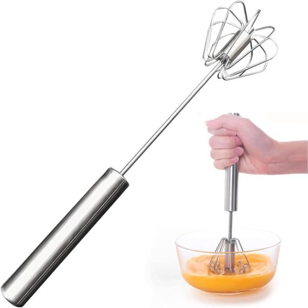 Stainless Steel Semi-Automatic Egg Whisk – Hand Push Rotary Whisk