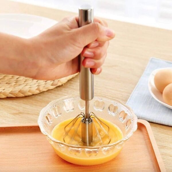 Stainless Steel Semi-Automatic Egg Whisk – Hand Push Rotary Whisk
