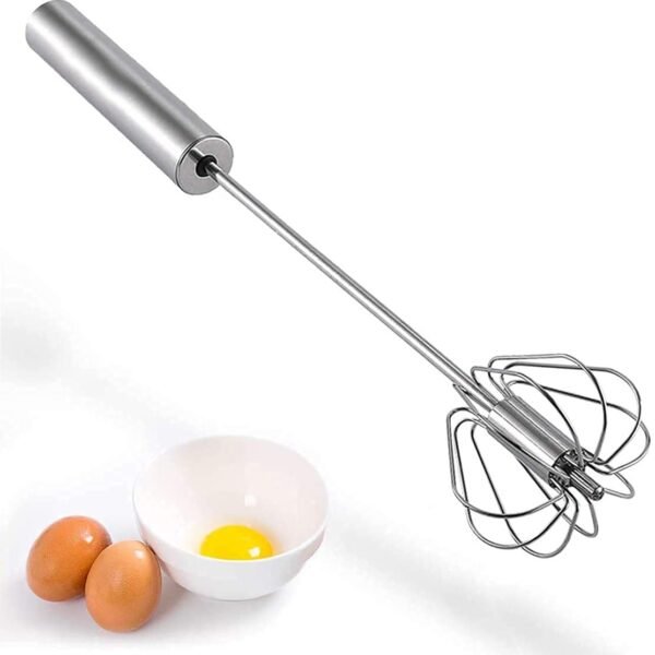 Stainless Steel Semi-Automatic Egg Whisk – Hand Push Rotary Whisk