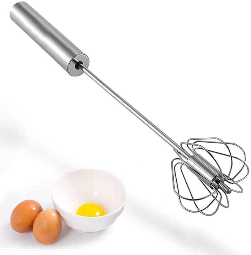 Stainless Steel Semi-Automatic Egg Whisk – Hand Push Rotary Whisk