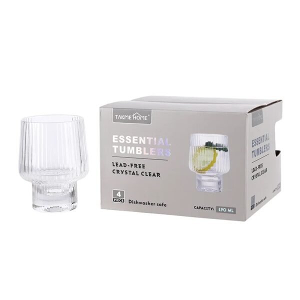 TK Set of 4 Ribbed Cocktail Glasses – Juice & Summer Drinks