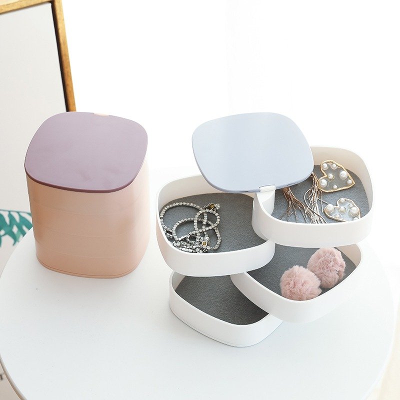 4 Layer Rotating Jewelry Organizer with Mirror