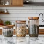 Airtight Glass Food Storage Container with Wooden Lid