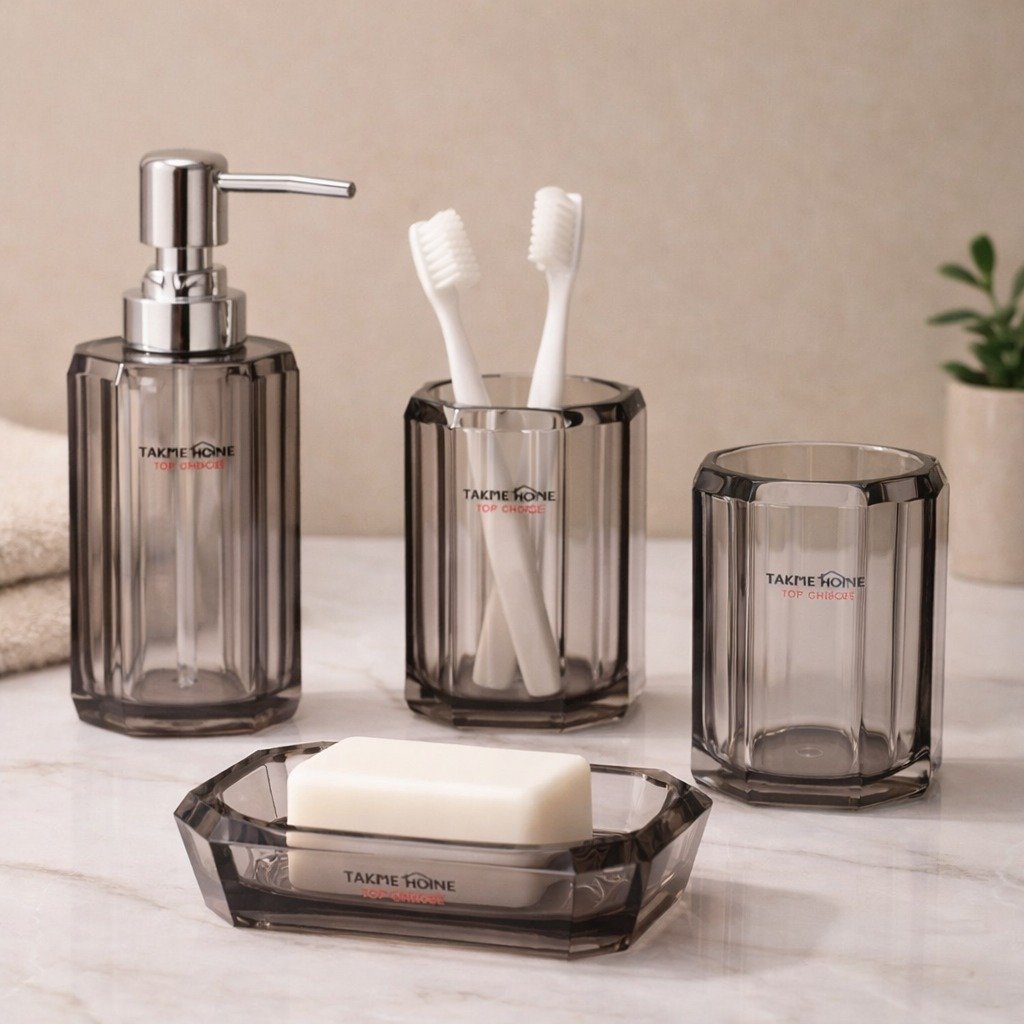 TK Acrylic Bathroom Accessory Set – 4-Piece