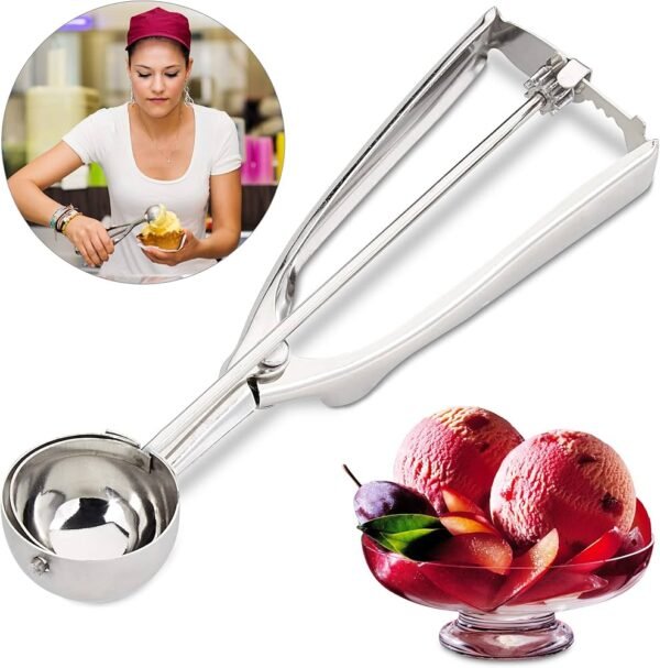 TK Stainless Steel Ice Cream Scoop – Manual Dessert Scooper