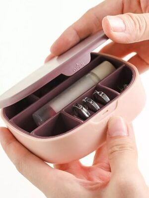 Compact Jewelry Organizer with Mirror – Multi-Compartment Travel Case