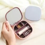 Compact Jewelry Organizer with Mirror – Multi-Compartment Travel Case