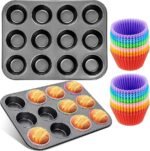 TK 12-Cup Non-Stick Muffin Tray with Silicone Cups