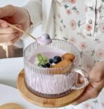 Ribbed Glass Coffee Mug Set – 2 Piece Clear Glass Cups