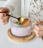 Ribbed Glass Coffee Mug Set – 2 Piece Clear Glass Cups