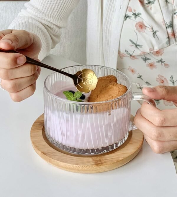 Ribbed Glass Coffee Mug Set – 2 Piece Clear Glass Cups