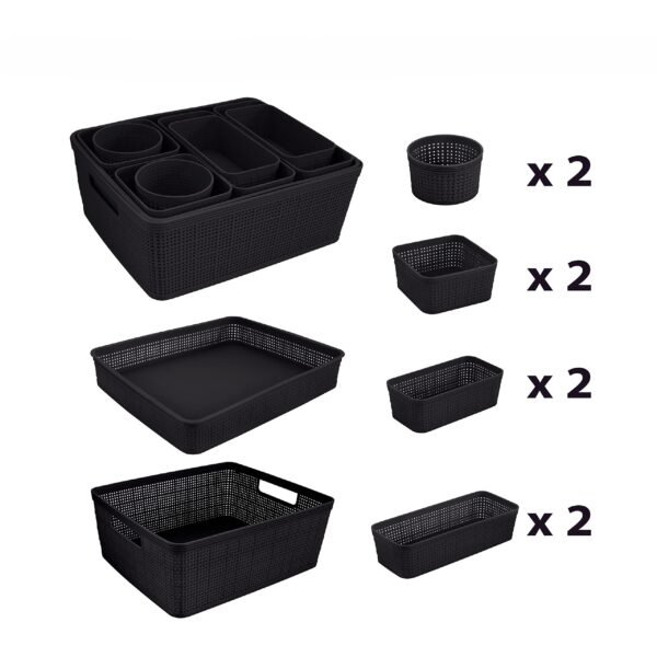 TK 10-Piece Plastic Woven Storage Basket Set