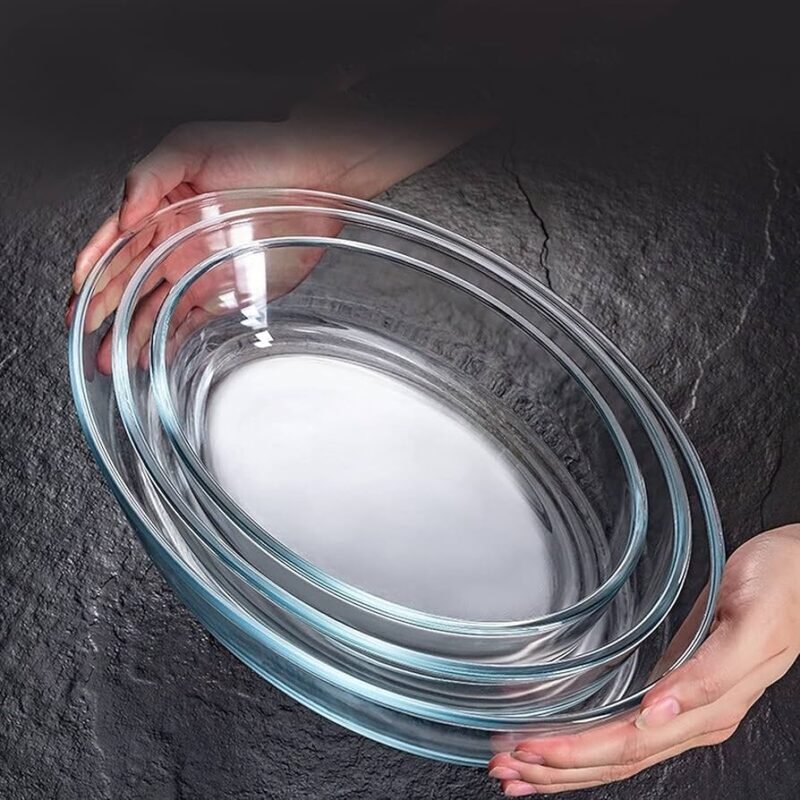 Oval Glass Casserole Dish Set – 3 Pieces, Oven-Safe