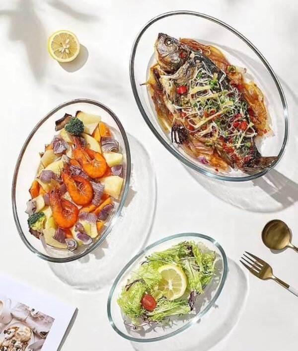 Oval Glass Casserole Dish Set – 3 Pieces, Oven-Safe