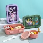 Bento Lunch Box with Small Bowl & Spork