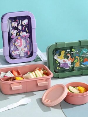Bento Lunch Box with Small Bowl & Spork