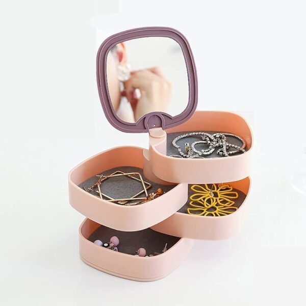 4 Layer Rotating Jewelry Organizer with Mirror